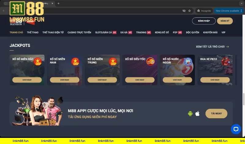 Xổ số và cá cược link M88